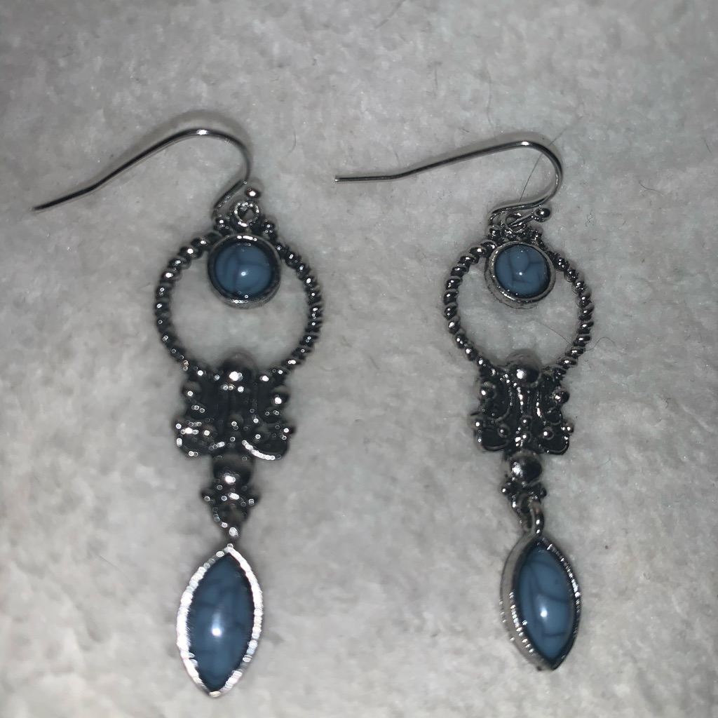 Marbled Blue Stone Dangle Earrings